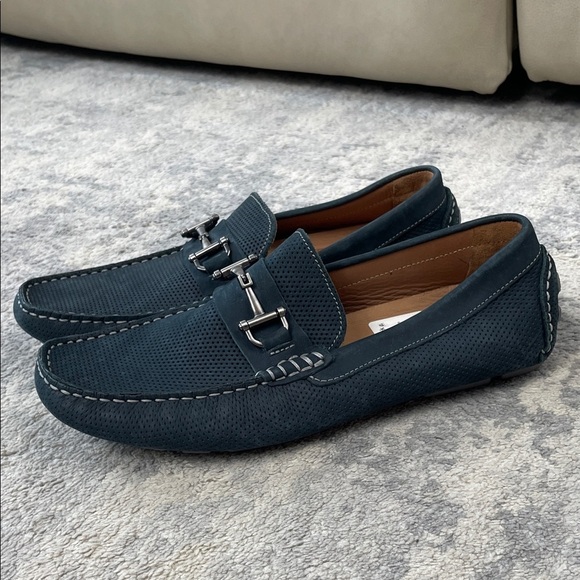 New Winthrop Naples Horsebit Loafer Leather Perforated Navy Blue Sz 9 main image 10